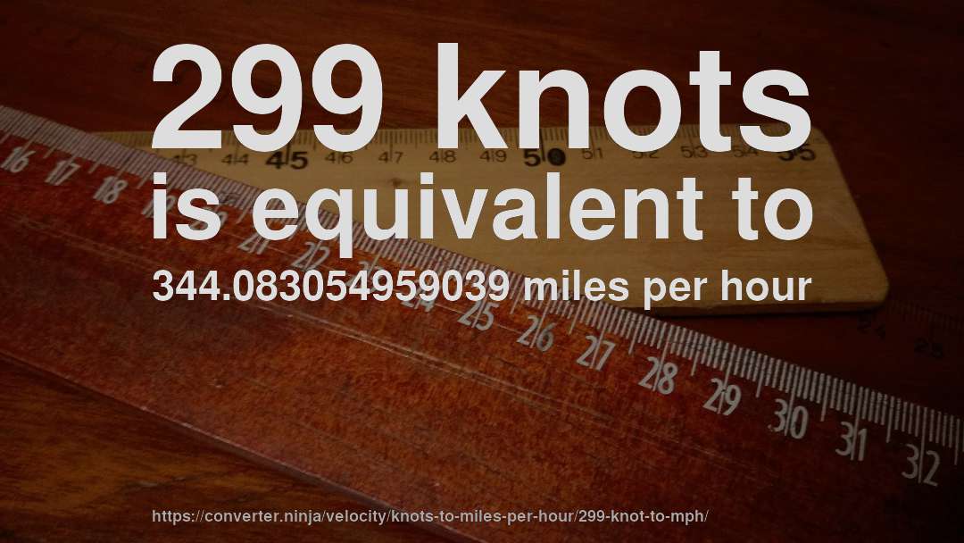 299 knots is equivalent to 344.083054959039 miles per hour