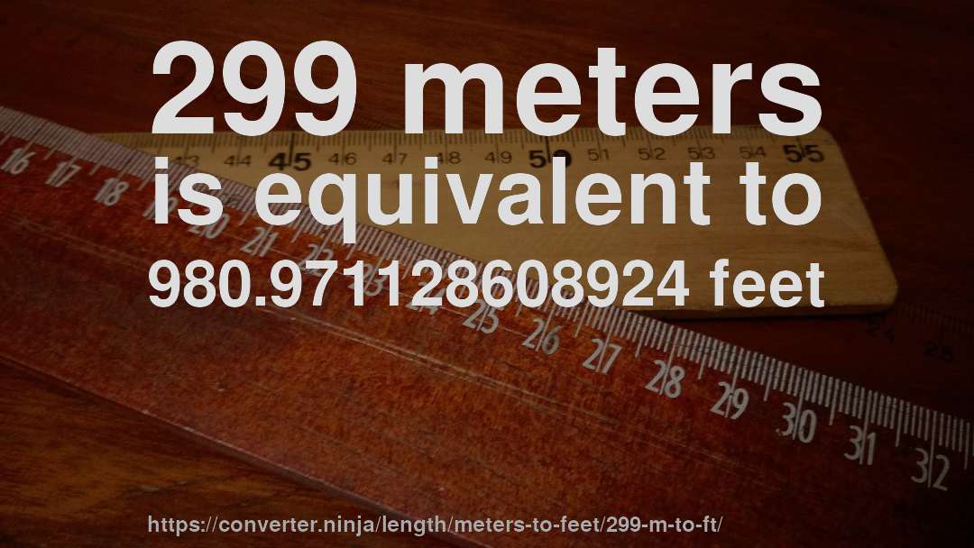 299 meters is equivalent to 980.971128608924 feet