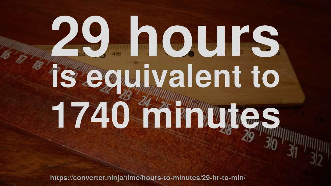 29 hours is equivalent to 1740 minutes