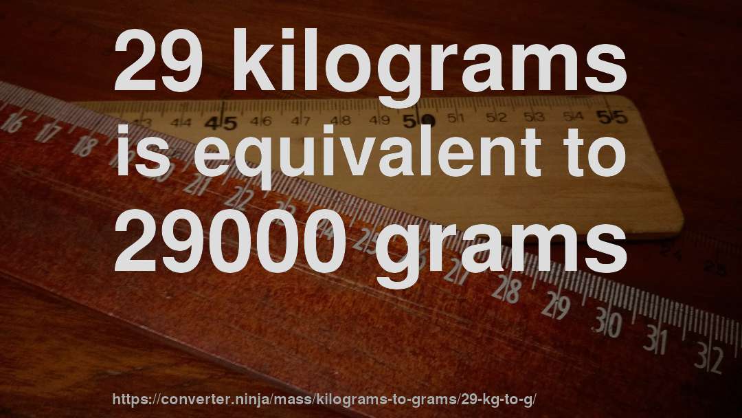 29 kilograms is equivalent to 29000 grams