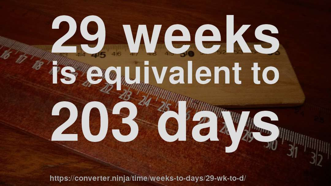 29 weeks is equivalent to 203 days