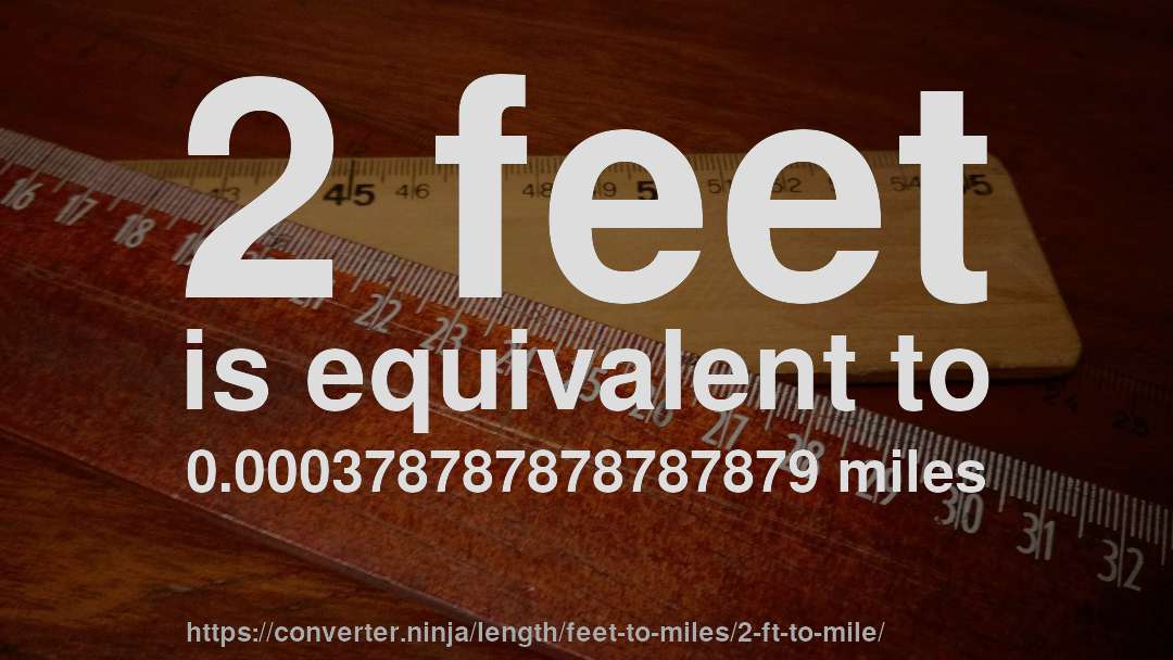 2 feet is equivalent to 0.000378787878787879 miles