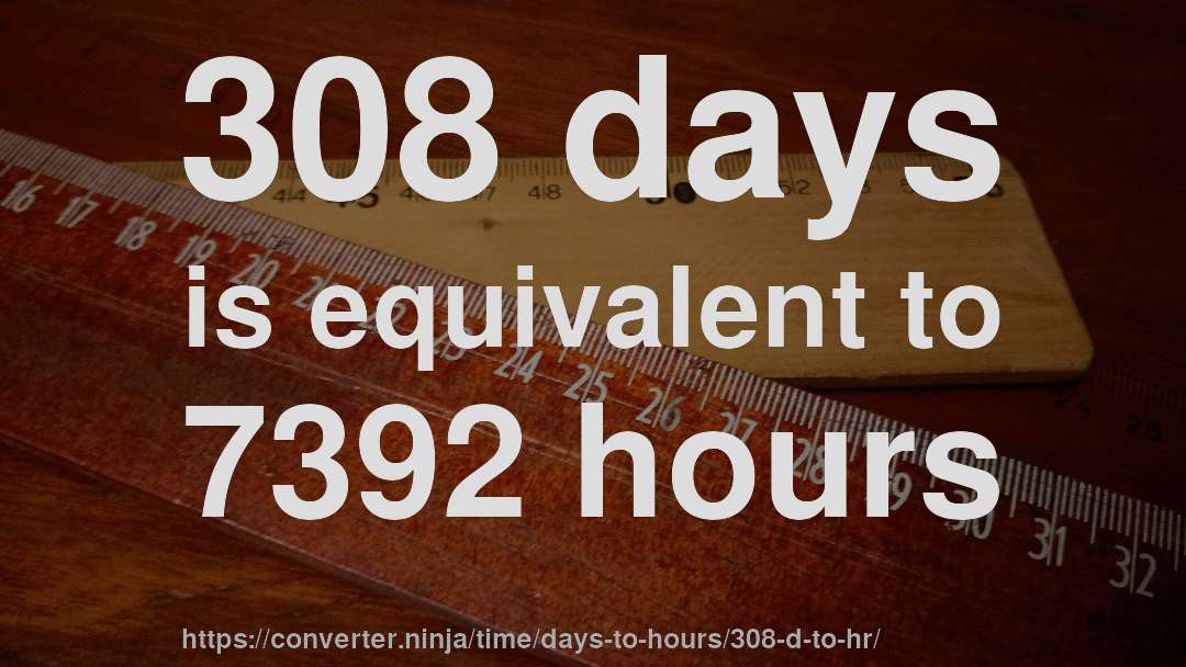 308 days is equivalent to 7392 hours