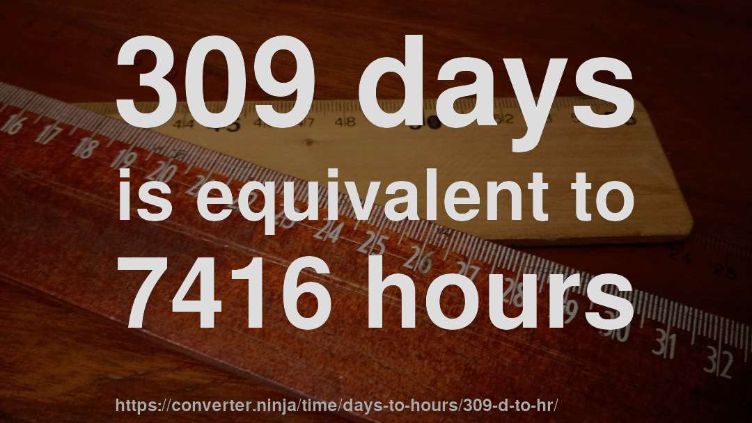 309 days is equivalent to 7416 hours