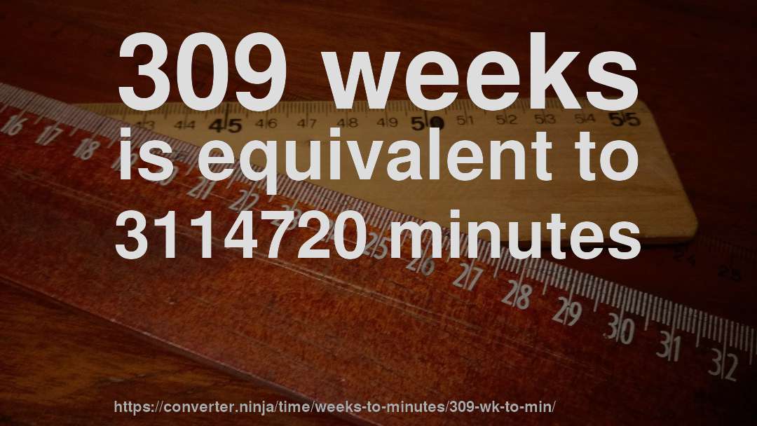 309 weeks is equivalent to 3114720 minutes