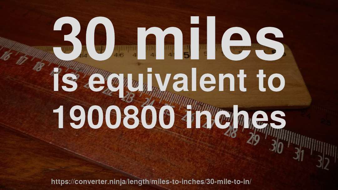 30 miles is equivalent to 1900800 inches