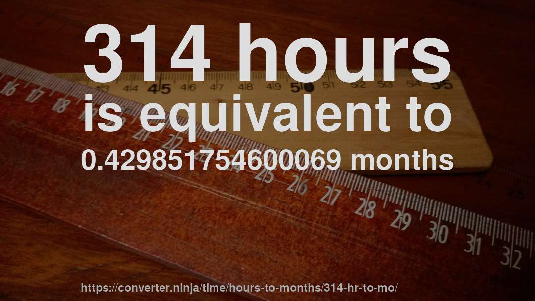 314 hours is equivalent to 0.429851754600069 months