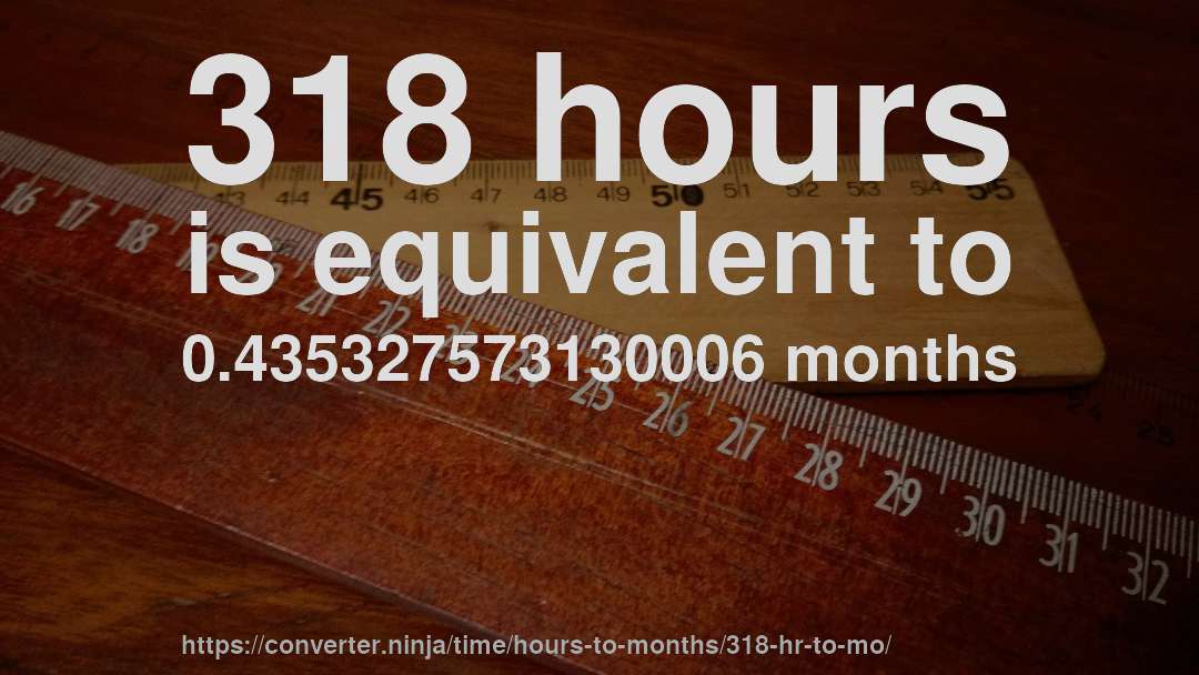 318 hours is equivalent to 0.435327573130006 months