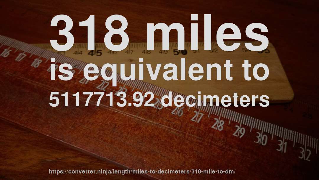 318 miles is equivalent to 5117713.92 decimeters