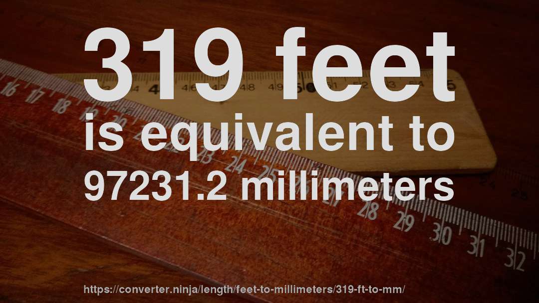 319 feet is equivalent to 97231.2 millimeters
