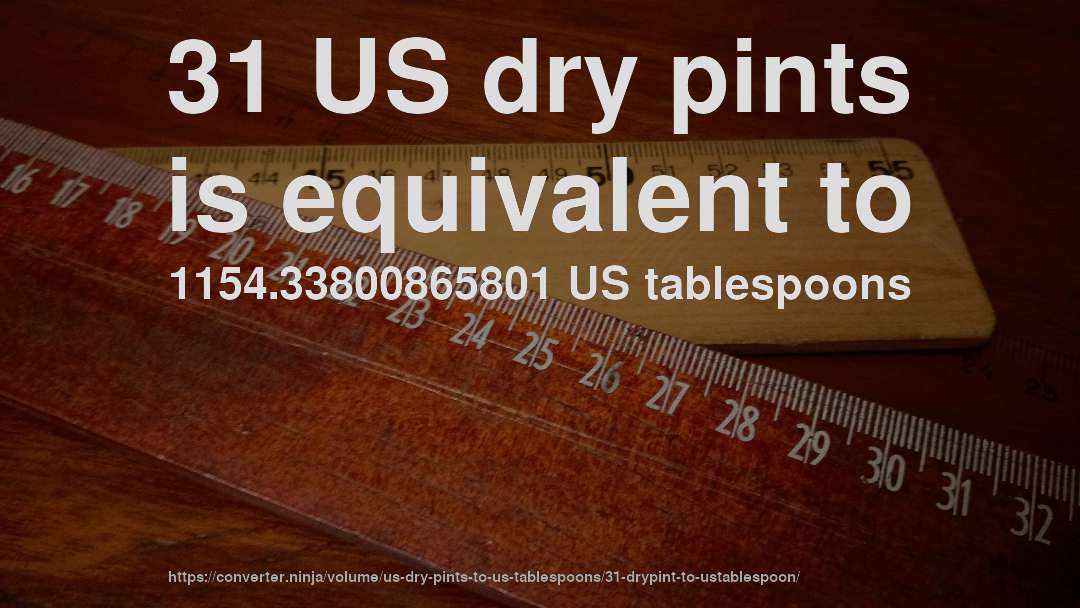 31 US dry pints is equivalent to 1154.33800865801 US tablespoons