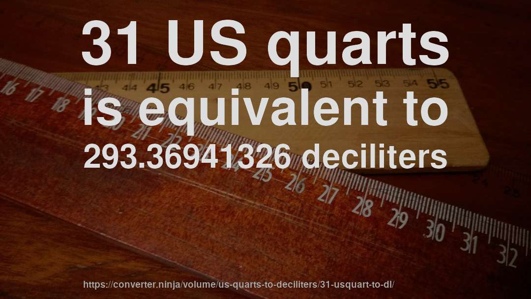 31 US quarts is equivalent to 293.36941326 deciliters
