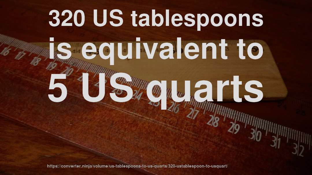 320 US tablespoons is equivalent to 5 US quarts