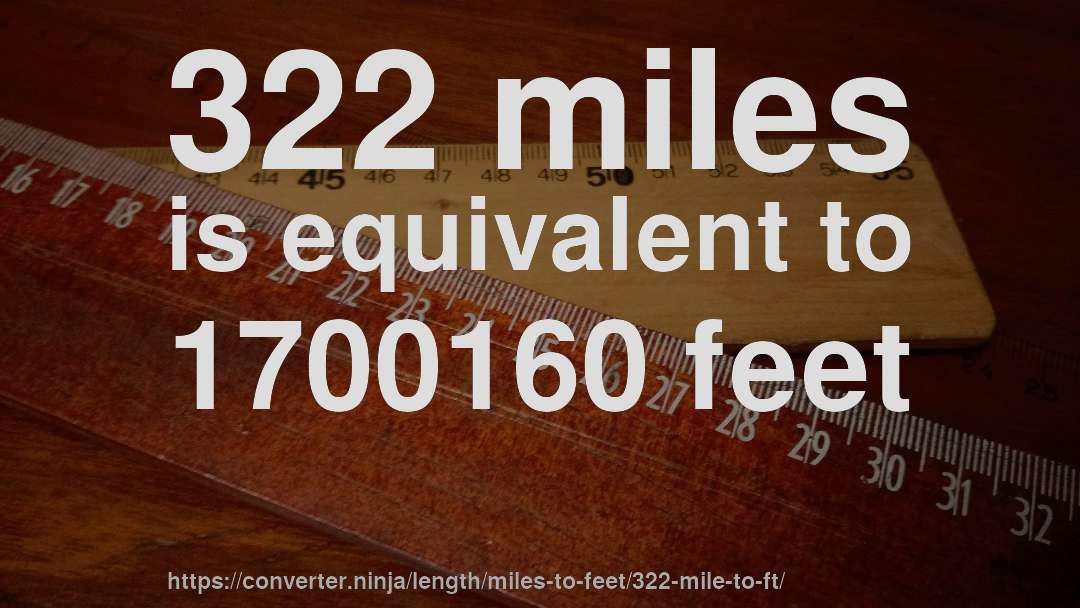 322 miles is equivalent to 1700160 feet