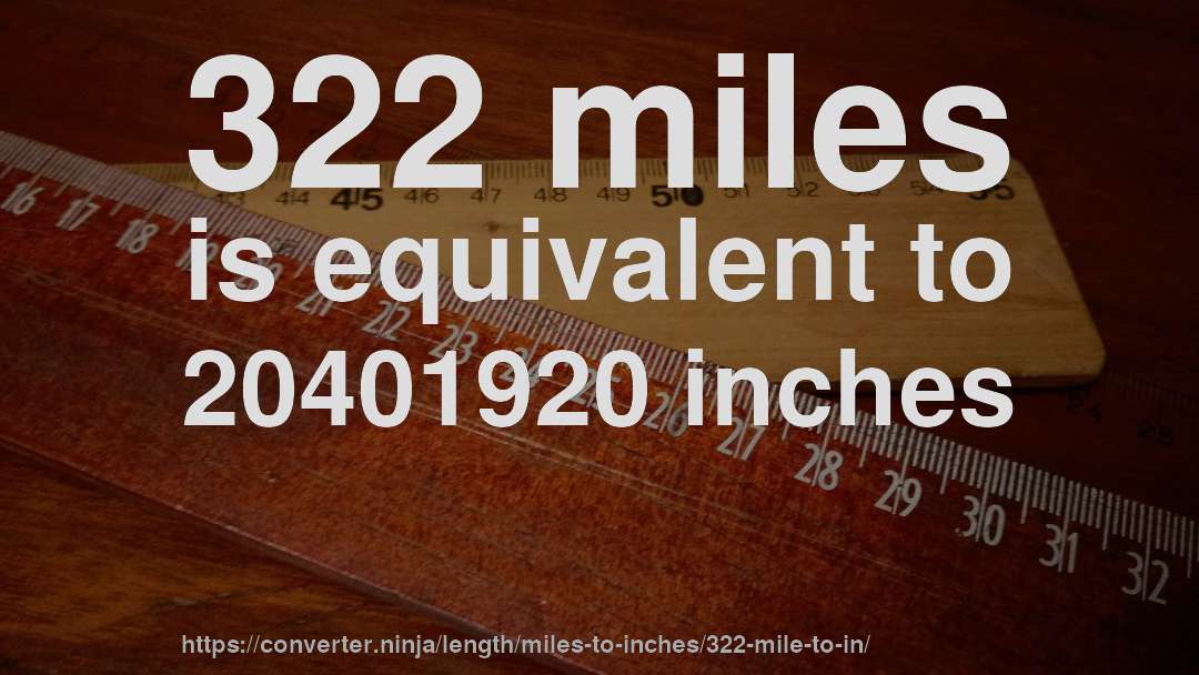 322 miles is equivalent to 20401920 inches