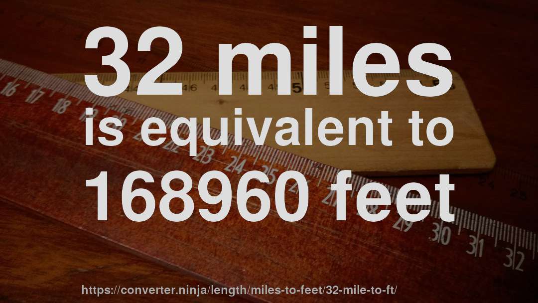 32 miles is equivalent to 168960 feet