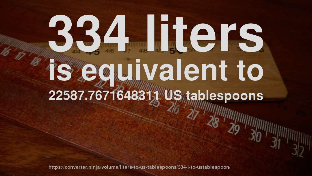 334 liters is equivalent to 22587.7671648311 US tablespoons