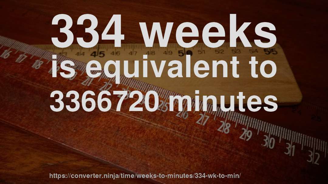 334 weeks is equivalent to 3366720 minutes