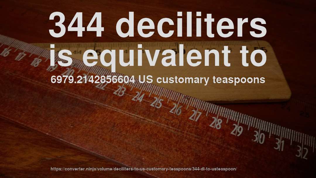 344 deciliters is equivalent to 6979.2142856604 US customary teaspoons