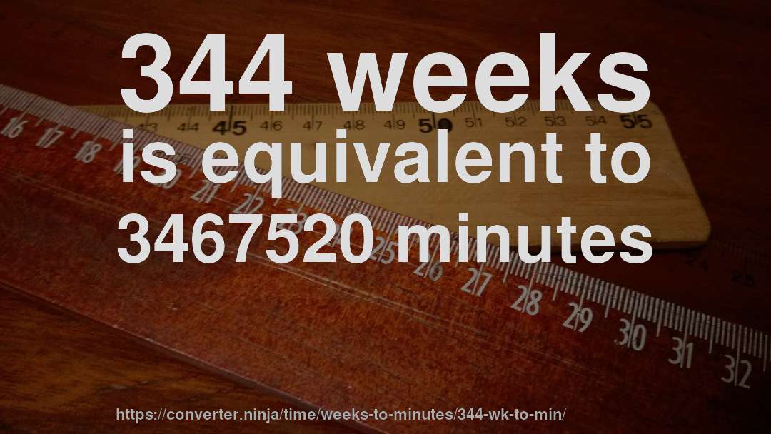 344 weeks is equivalent to 3467520 minutes