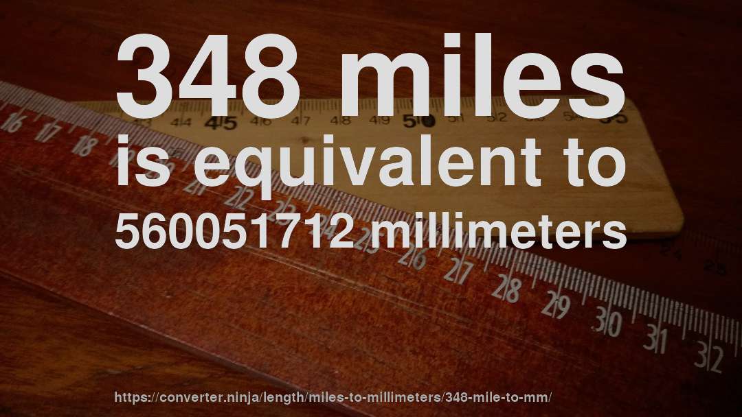 348 miles is equivalent to 560051712 millimeters