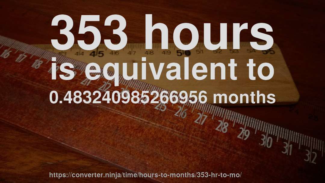 353 hours is equivalent to 0.483240985266956 months