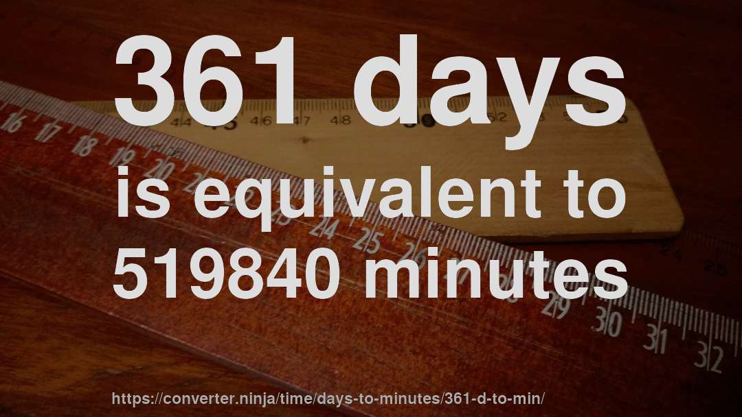 361 days is equivalent to 519840 minutes