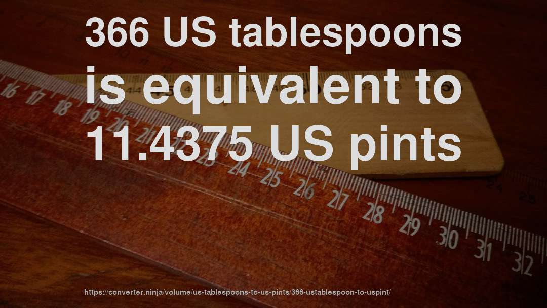 366 US tablespoons is equivalent to 11.4375 US pints