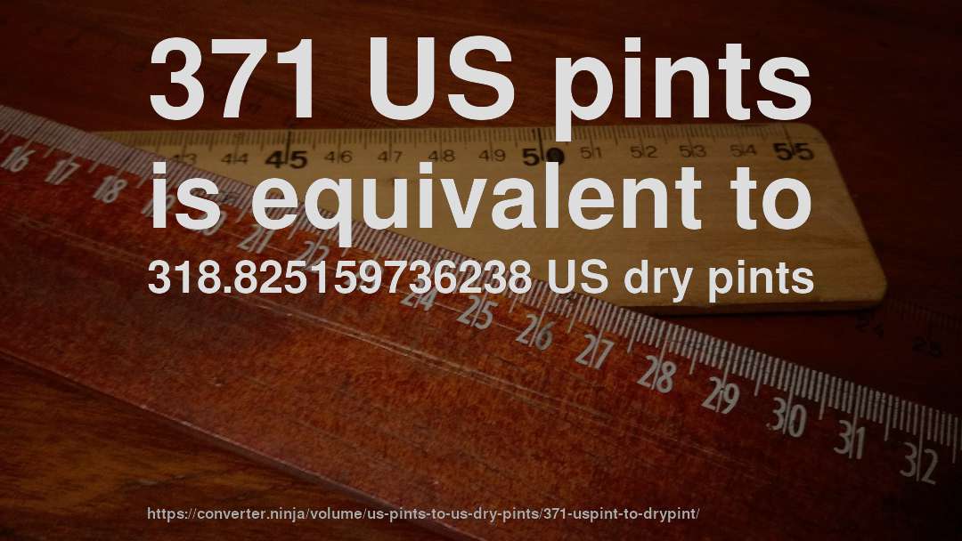 371 US pints is equivalent to 318.825159736238 US dry pints