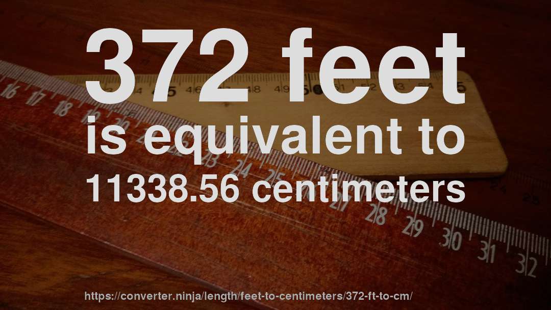372 feet is equivalent to 11338.56 centimeters