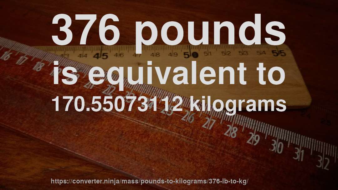 376 pounds is equivalent to 170.55073112 kilograms