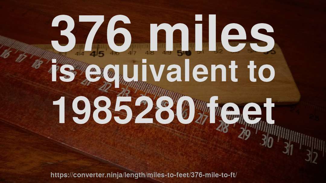 376 miles is equivalent to 1985280 feet