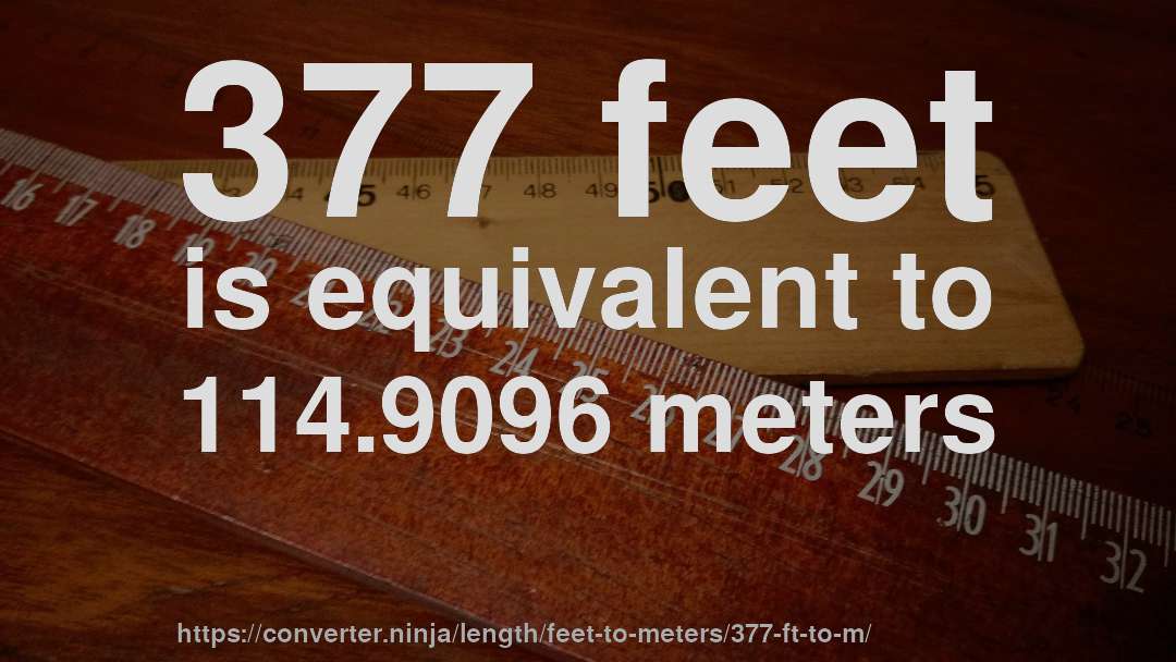 377 feet is equivalent to 114.9096 meters