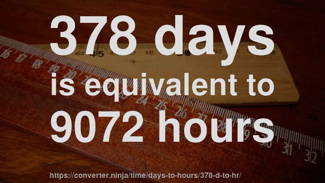 378 days is equivalent to 9072 hours