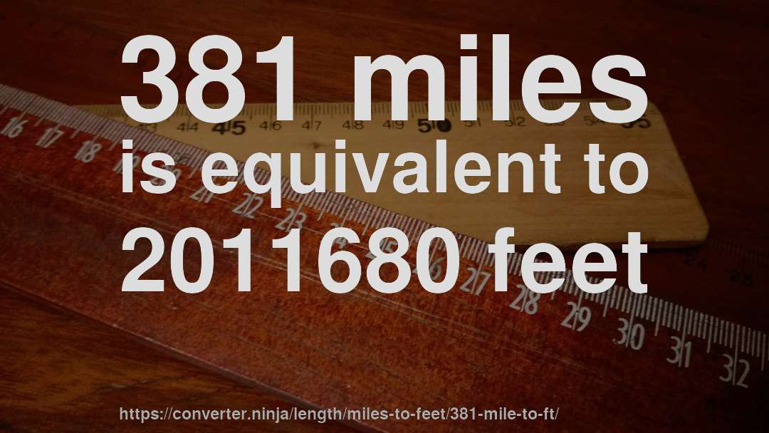 381 miles is equivalent to 2011680 feet