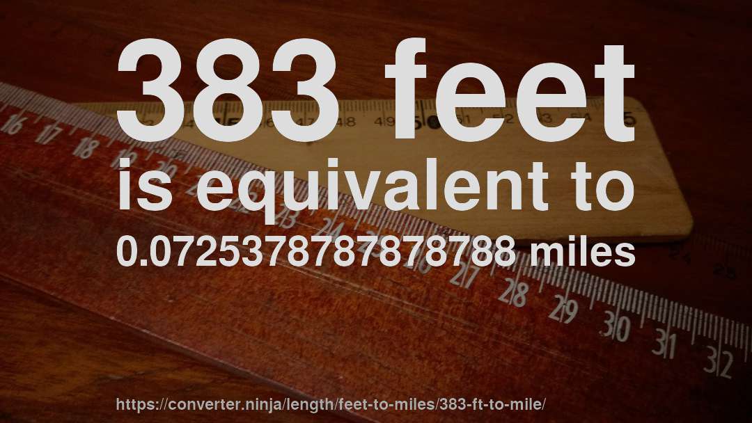 383 feet is equivalent to 0.0725378787878788 miles