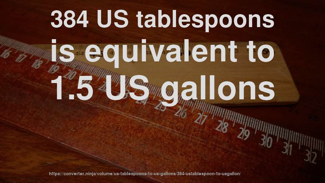 384 US tablespoons is equivalent to 1.5 US gallons