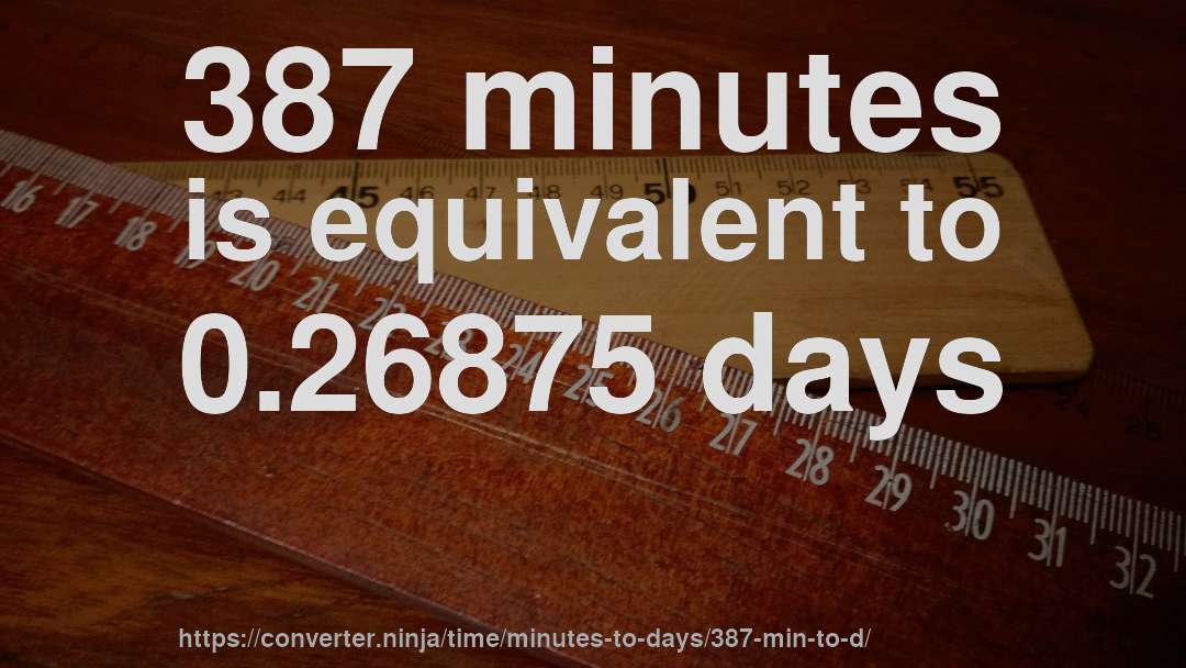 387 minutes is equivalent to 0.26875 days