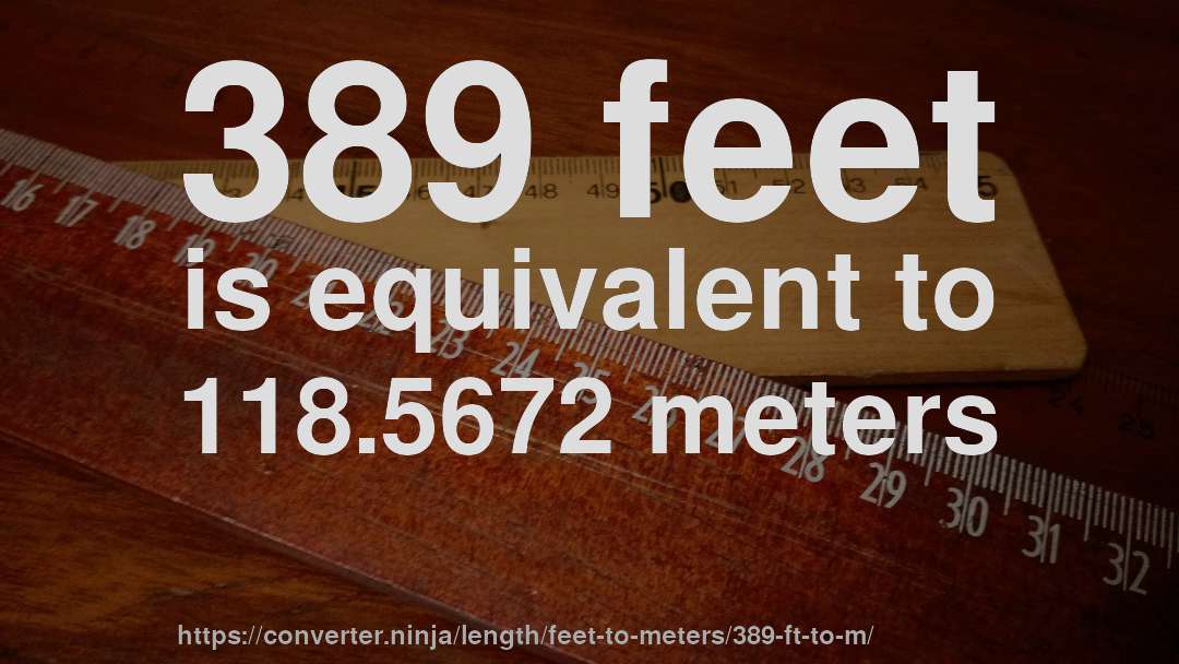 389 feet is equivalent to 118.5672 meters