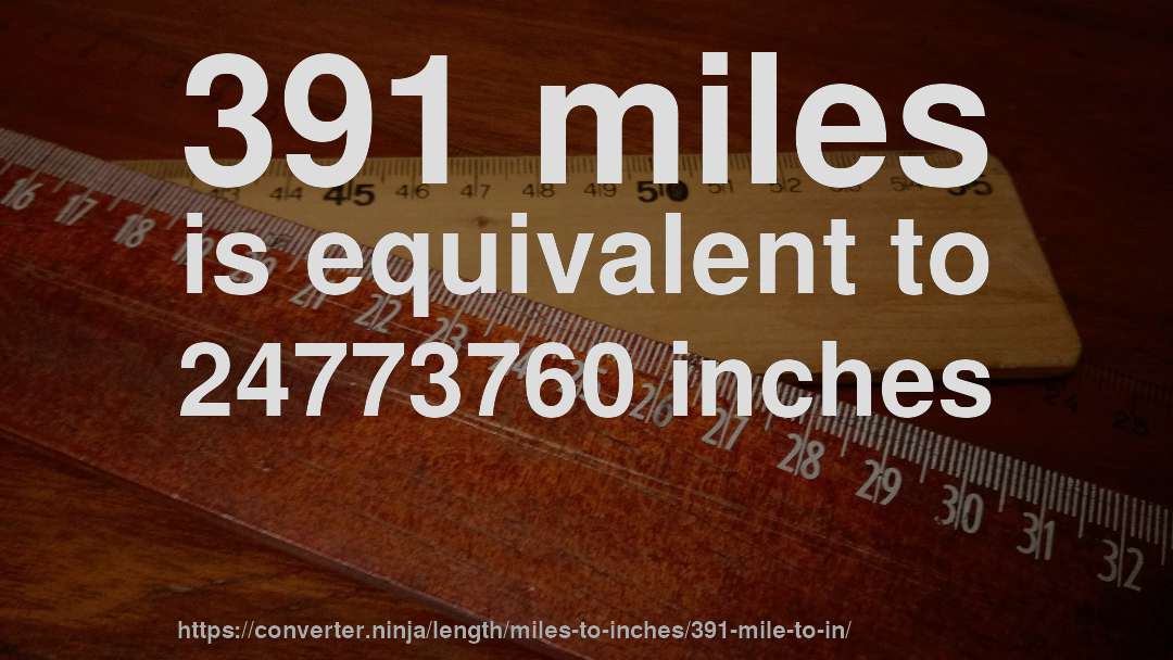 391 miles is equivalent to 24773760 inches
