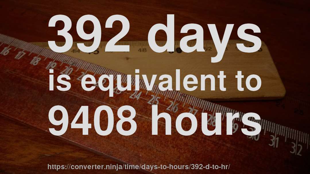 392 days is equivalent to 9408 hours
