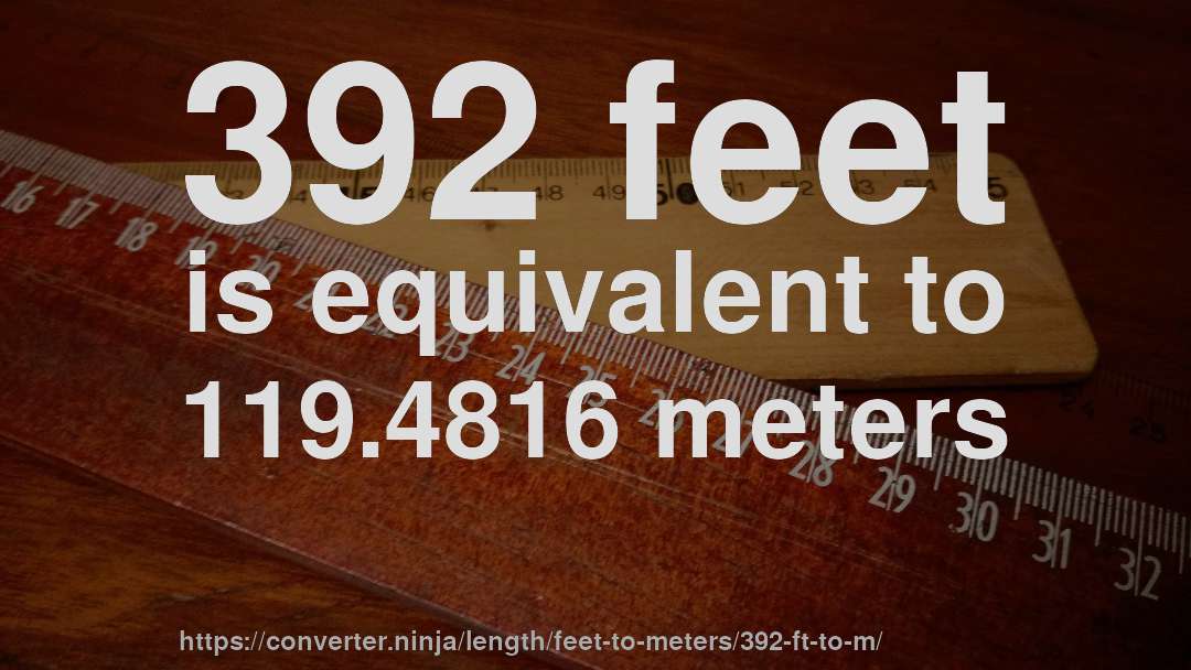 392 feet is equivalent to 119.4816 meters