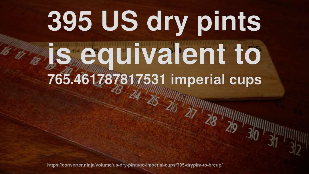 395 US dry pints is equivalent to 765.461787817531 imperial cups