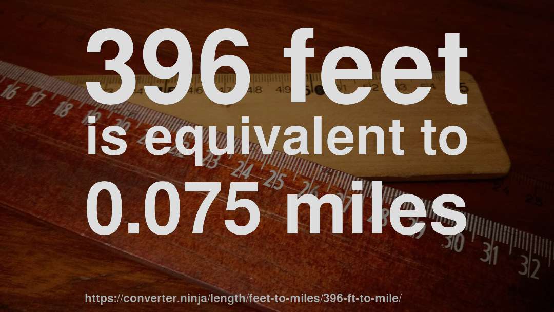 396 feet is equivalent to 0.075 miles