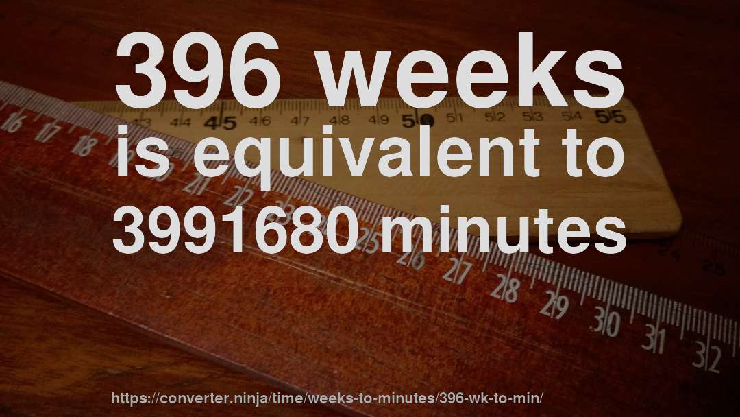 396 weeks is equivalent to 3991680 minutes