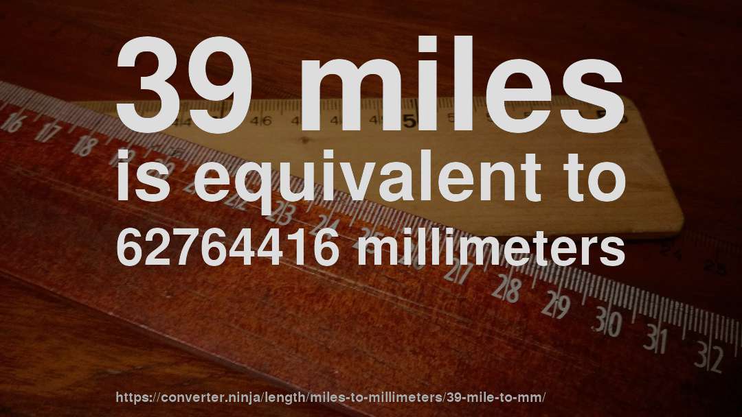 39 miles is equivalent to 62764416 millimeters