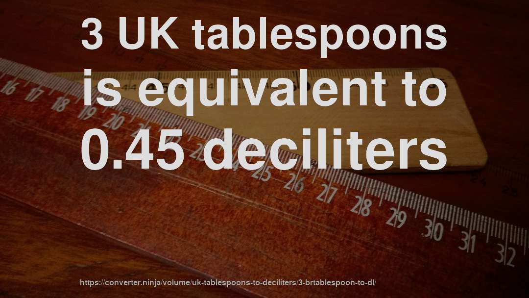 3 UK tablespoons is equivalent to 0.45 deciliters
