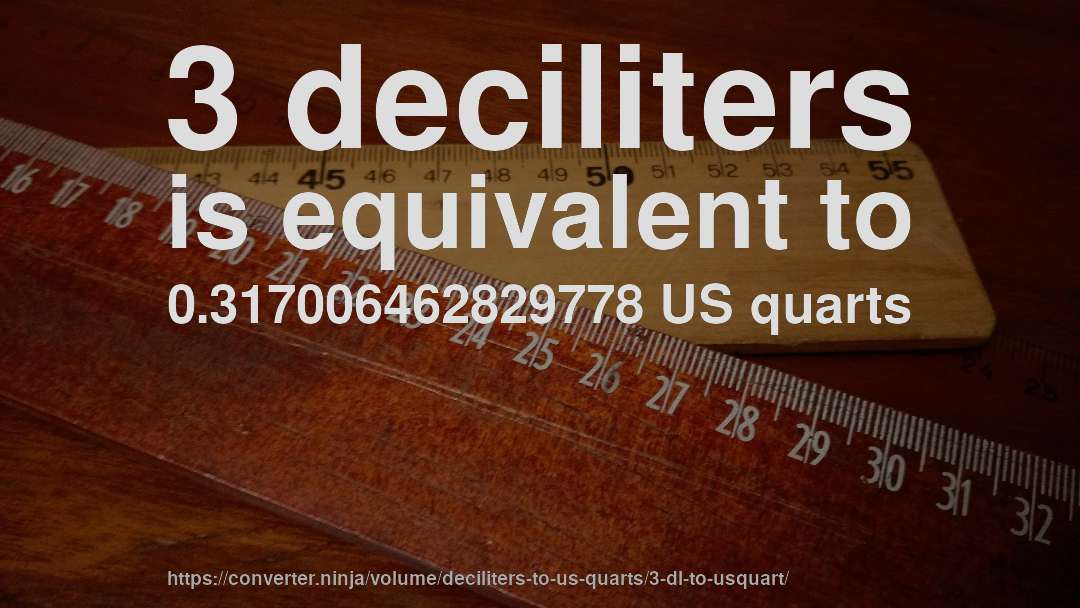 3 deciliters is equivalent to 0.317006462829778 US quarts