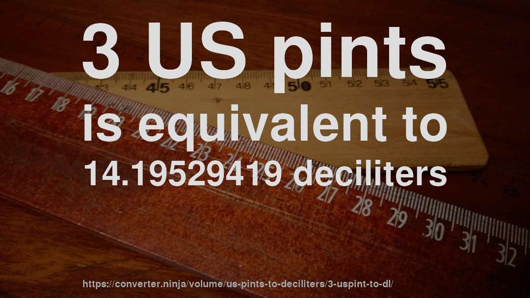 3 US pints is equivalent to 14.19529419 deciliters