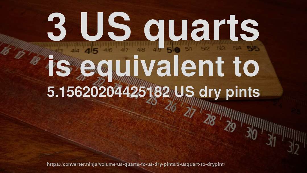 3 US quarts is equivalent to 5.15620204425182 US dry pints
